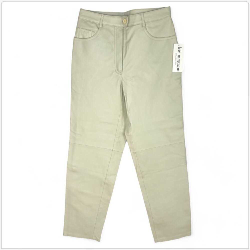 Lew Magram Vintage 80s Ivory Vanilla Leather Pants NWT NEW Dead Stock Retro 8